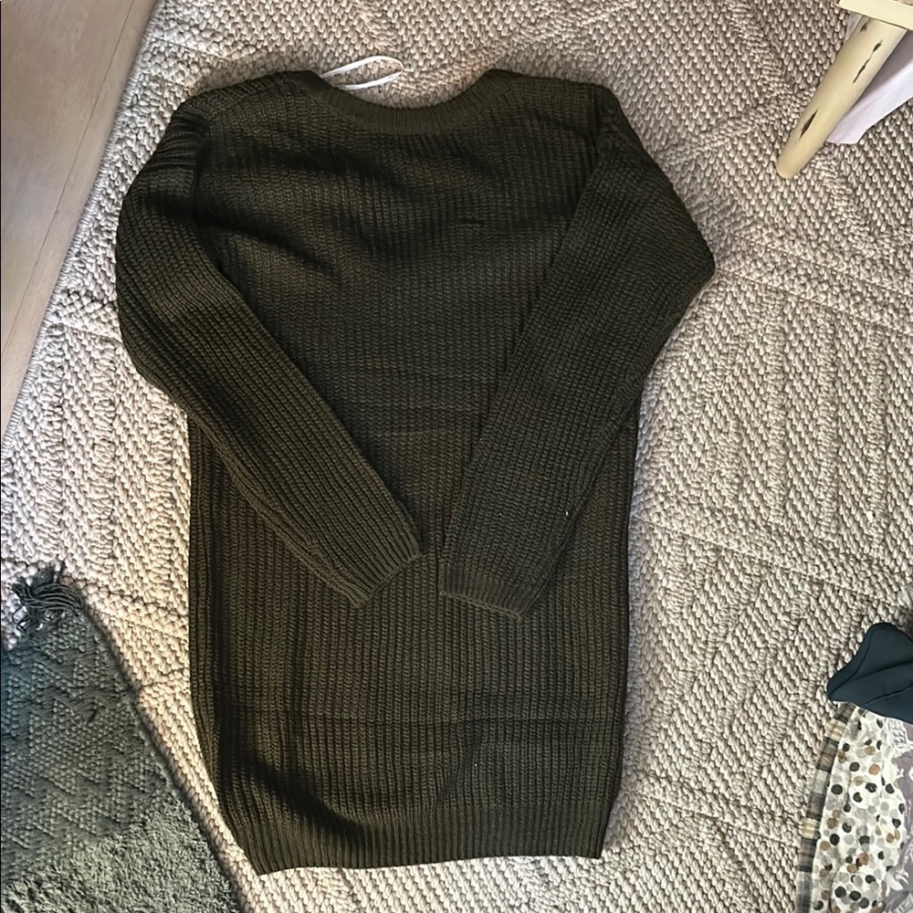 Lulus Dark Green Knit Sweater Dress
